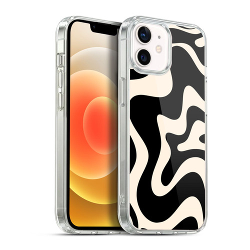 Kierkegaard Design Studio Retro Abstract Patterns Black Almond Cream Swirl Soft Gel Case for Apple iPhone 12 / iPhone 12 Pro & MagSafe