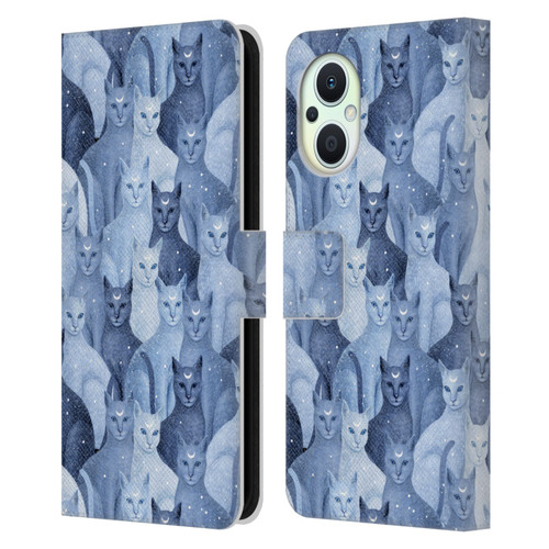 Episodic Drawing Pattern Cats Leather Book Wallet Case Cover For OPPO Reno8 Lite