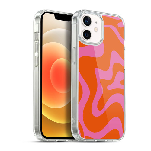 Kierkegaard Design Studio Retro Abstract Patterns Hot Pink Orange Swirl Soft Gel Case for Apple iPhone 12 / iPhone 12 Pro & MagSafe
