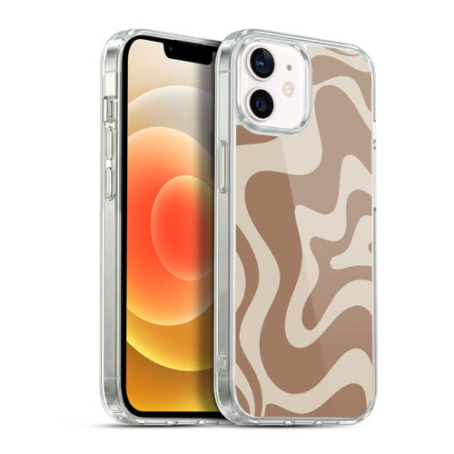Kierkegaard Design Studio Retro Abstract Patterns Milk Brown Beige Swirl Soft Gel Case for Apple iPhone 12 / iPhone 12 Pro & MagSafe