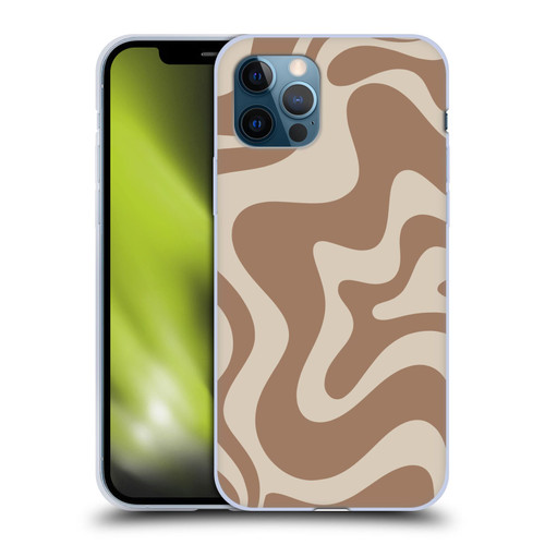 Kierkegaard Design Studio Retro Abstract Patterns Milk Brown Beige Swirl Soft Gel Case for Apple iPhone 12 / iPhone 12 Pro