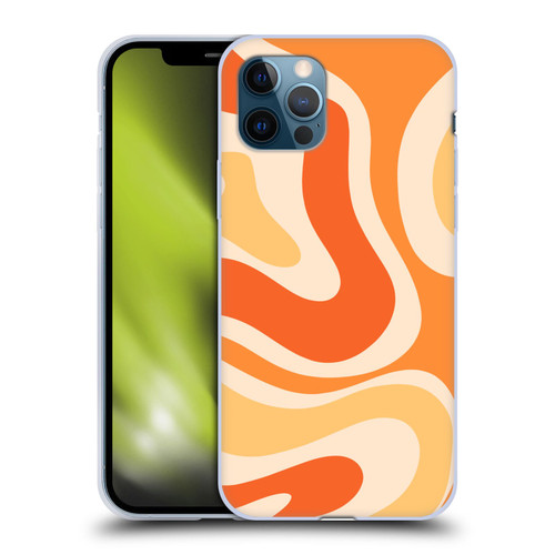 Kierkegaard Design Studio Retro Abstract Patterns Modern Orange Tangerine Swirl Soft Gel Case for Apple iPhone 12 / iPhone 12 Pro