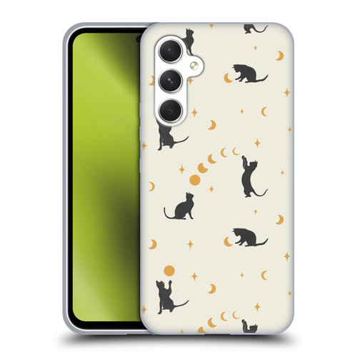 Episodic Drawing Pattern Cat And Moon Soft Gel Case for Samsung Galaxy A54 5G