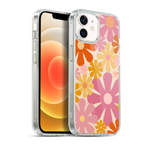 Kierkegaard Design Studio Retro Abstract Patterns Pink Orange Thulian Flowers Soft Gel Case for Apple iPhone 12 / iPhone 12 Pro & MagSafe