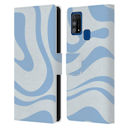 Kierkegaard Design Studio Art Blue Abstract Swirl Pattern Leather Book Wallet Case Cover For Samsung Galaxy M31 (2020)