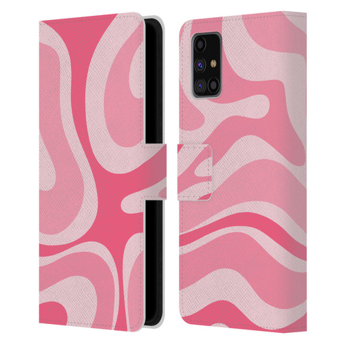 Kierkegaard Design Studio Art Modern Liquid Swirl Candy Pink Leather Book Wallet Case Cover For Samsung Galaxy M31s (2020)