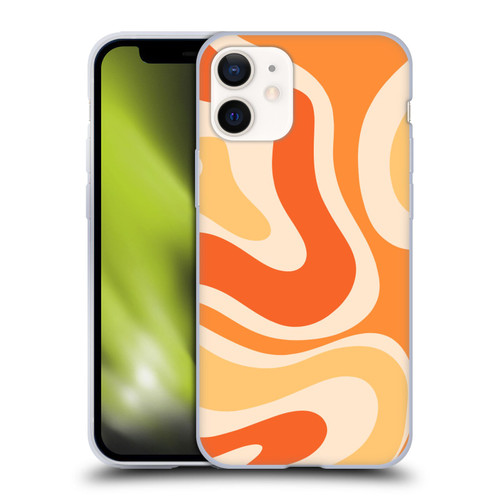 Kierkegaard Design Studio Retro Abstract Patterns Modern Orange Tangerine Swirl Soft Gel Case for Apple iPhone 12 Mini
