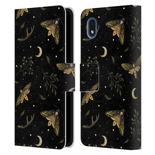Episodic Drawing Pattern Death Head Moth Leather Book Wallet Case Cover For Samsung Galaxy A01 Core (2020)