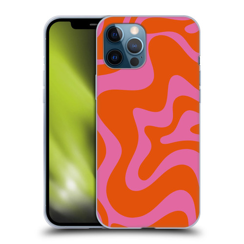 Kierkegaard Design Studio Retro Abstract Patterns Hot Pink Orange Swirl Soft Gel Case for Apple iPhone 12 Pro Max
