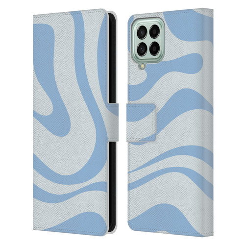 Kierkegaard Design Studio Art Blue Abstract Swirl Pattern Leather Book Wallet Case Cover For Samsung Galaxy M53 (2022)