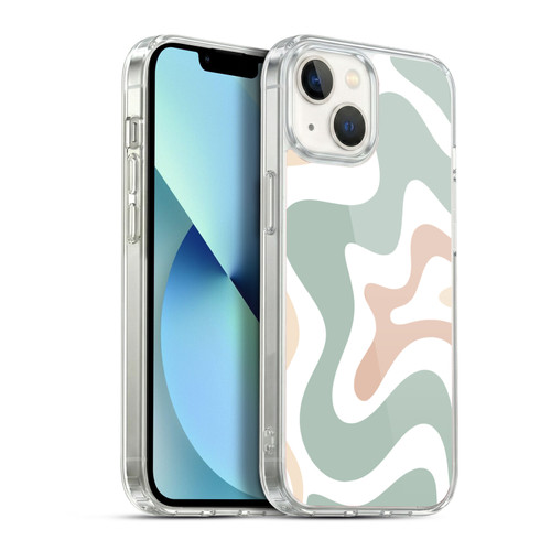Kierkegaard Design Studio Retro Abstract Patterns Celadon Sage Swirl Soft Gel Case for Apple iPhone 13