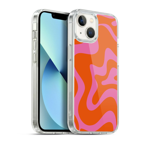 Kierkegaard Design Studio Retro Abstract Patterns Hot Pink Orange Swirl Soft Gel Case for Apple iPhone 13