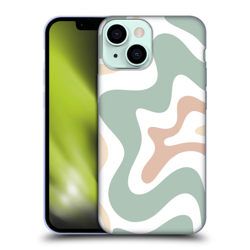 Kierkegaard Design Studio Retro Abstract Patterns Celadon Sage Swirl Soft Gel Case for Apple iPhone 13 Mini