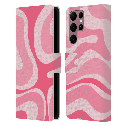 Kierkegaard Design Studio Art Modern Liquid Swirl Candy Pink Leather Book Wallet Case Cover For Samsung Galaxy S22 Ultra 5G