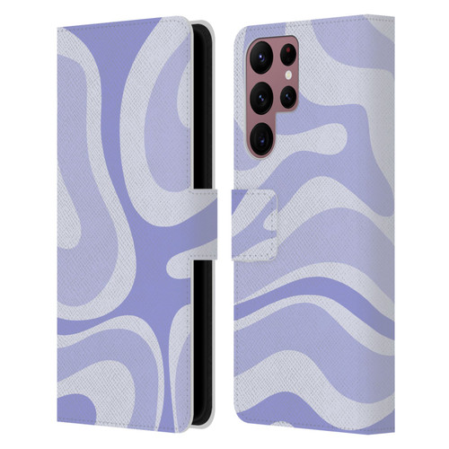 Kierkegaard Design Studio Art Modern Liquid Swirl Purple Leather Book Wallet Case Cover For Samsung Galaxy S22 Ultra 5G