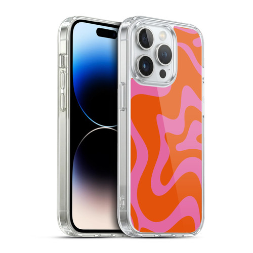 Kierkegaard Design Studio Retro Abstract Patterns Hot Pink Orange Swirl Soft Gel Case for Apple iPhone 13 Pro & MagSafe