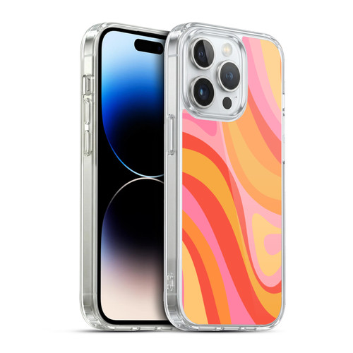 Kierkegaard Design Studio Retro Abstract Patterns Pink Orange Yellow Swirl Soft Gel Case for Apple iPhone 13 Pro & MagSafe