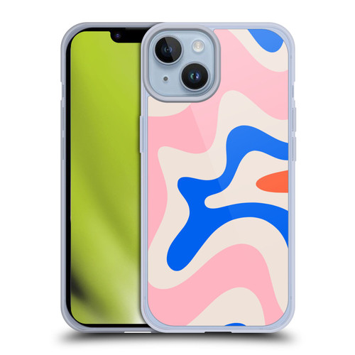 Kierkegaard Design Studio Retro Abstract Patterns Pink Blue Orange Swirl Soft Gel Case for Apple iPhone 14