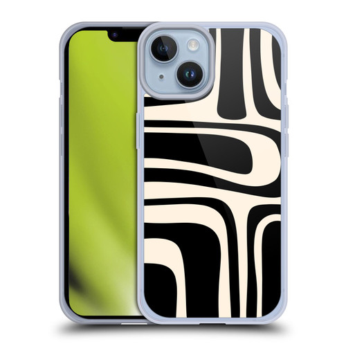 Kierkegaard Design Studio Retro Abstract Patterns Palm Springs Black Cream Soft Gel Case for Apple iPhone 14