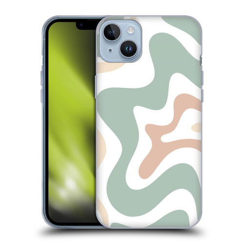 Kierkegaard Design Studio Retro Abstract Patterns Celadon Sage Swirl Soft Gel Case for Apple iPhone 14 Plus