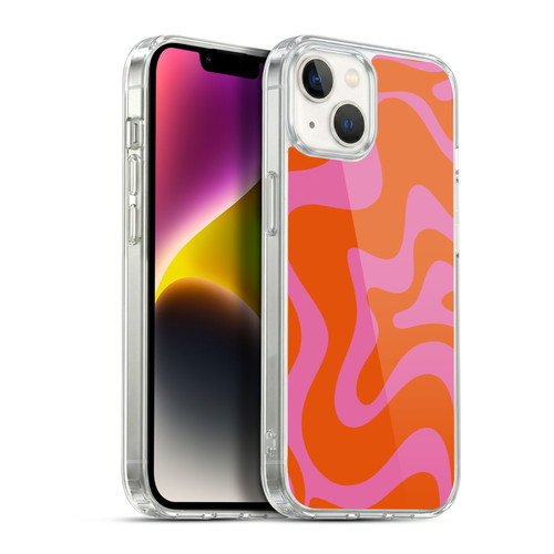 Kierkegaard Design Studio Retro Abstract Patterns Hot Pink Orange Swirl Soft Gel Case for Apple iPhone 14 Plus & MagSafe