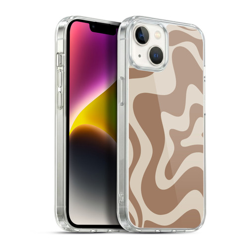 Kierkegaard Design Studio Retro Abstract Patterns Milk Brown Beige Swirl Soft Gel Case for Apple iPhone 14 Plus & MagSafe
