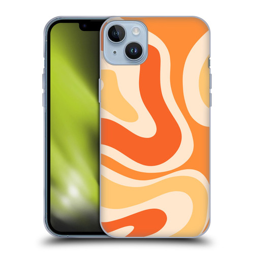 Kierkegaard Design Studio Retro Abstract Patterns Modern Orange Tangerine Swirl Soft Gel Case for Apple iPhone 14 Plus