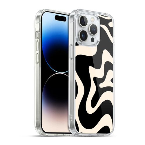 Kierkegaard Design Studio Retro Abstract Patterns Black Almond Cream Swirl Soft Gel Case for Apple iPhone 14 Pro Max & MagSafe
