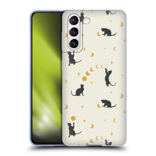 Episodic Drawing Pattern Cat And Moon Soft Gel Case for Samsung Galaxy S21 5G
