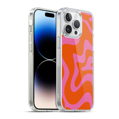 Kierkegaard Design Studio Retro Abstract Patterns Hot Pink Orange Swirl Soft Gel Case for Apple iPhone 14 Pro Max & MagSafe