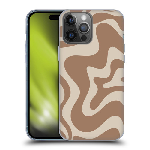 Kierkegaard Design Studio Retro Abstract Patterns Milk Brown Beige Swirl Soft Gel Case for Apple iPhone 14 Pro Max