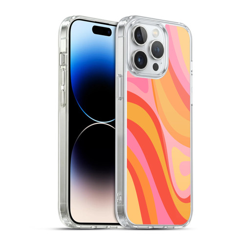 Kierkegaard Design Studio Retro Abstract Patterns Pink Orange Yellow Swirl Soft Gel Case for Apple iPhone 14 Pro Max & MagSafe