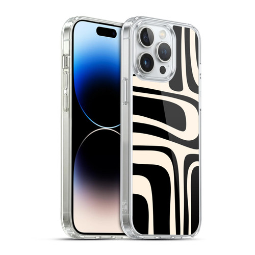 Kierkegaard Design Studio Retro Abstract Patterns Palm Springs Black Cream Soft Gel Case for Apple iPhone 14 Pro Max & MagSafe