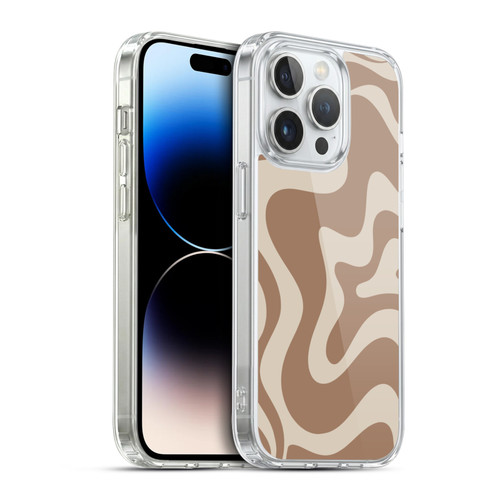 Kierkegaard Design Studio Retro Abstract Patterns Milk Brown Beige Swirl Soft Gel Case for Apple iPhone 14 Pro & MagSafe