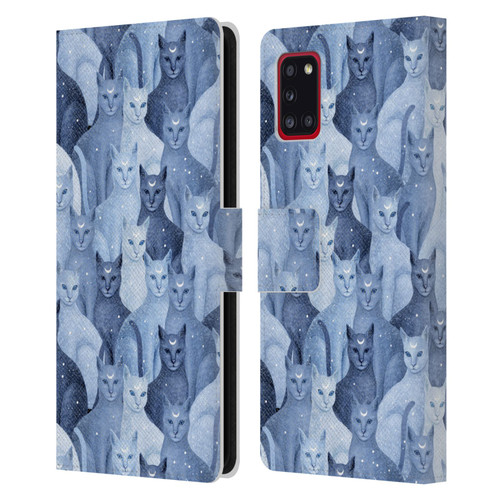 Episodic Drawing Pattern Cats Leather Book Wallet Case Cover For Samsung Galaxy A31 (2020)