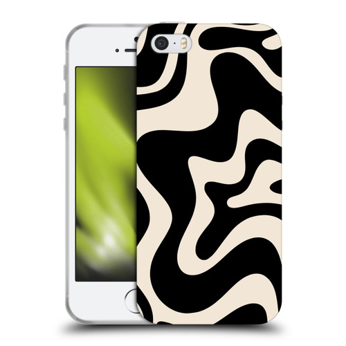 Kierkegaard Design Studio Retro Abstract Patterns Black Almond Cream Swirl Soft Gel Case for Apple iPhone 5 / 5s / iPhone SE 2016