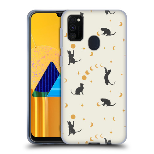 Episodic Drawing Pattern Cat And Moon Soft Gel Case for Samsung Galaxy M30s (2019)/M21 (2020)