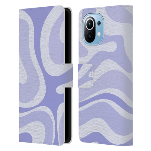 Kierkegaard Design Studio Art Modern Liquid Swirl Purple Leather Book Wallet Case Cover For Xiaomi Mi 11