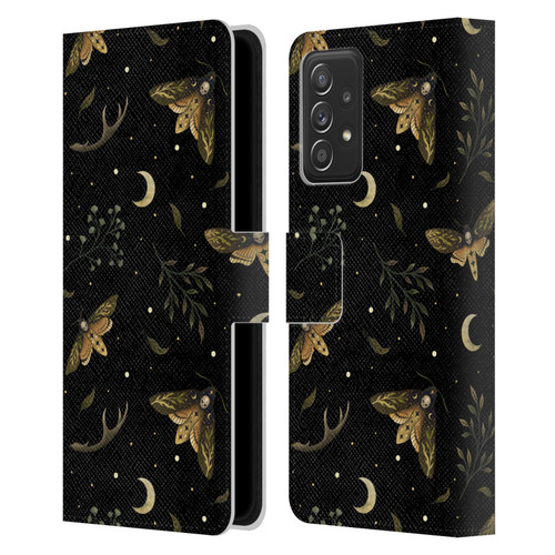 Episodic Drawing Pattern Death Head Moth Leather Book Wallet Case Cover For Samsung Galaxy A52 / A52s / 5G (2021)