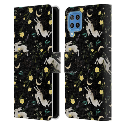 Episodic Drawing Pattern Bunny Night Leather Book Wallet Case Cover For Samsung Galaxy F22 (2021)