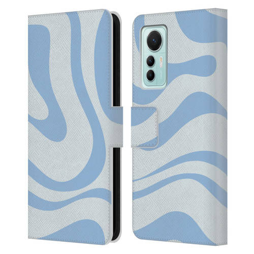 Kierkegaard Design Studio Art Blue Abstract Swirl Pattern Leather Book Wallet Case Cover For Xiaomi 12 Lite