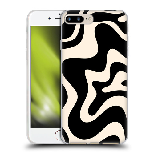 Kierkegaard Design Studio Retro Abstract Patterns Black Almond Cream Swirl Soft Gel Case for Apple iPhone 7 Plus / iPhone 8 Plus