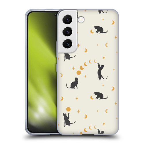 Episodic Drawing Pattern Cat And Moon Soft Gel Case for Samsung Galaxy S22 5G