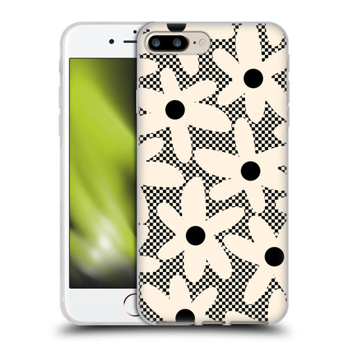 Kierkegaard Design Studio Retro Abstract Patterns Daisy Black Cream Dots Check Soft Gel Case for Apple iPhone 7 Plus / iPhone 8 Plus