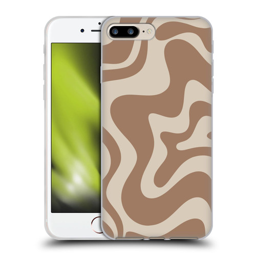 Kierkegaard Design Studio Retro Abstract Patterns Milk Brown Beige Swirl Soft Gel Case for Apple iPhone 7 Plus / iPhone 8 Plus