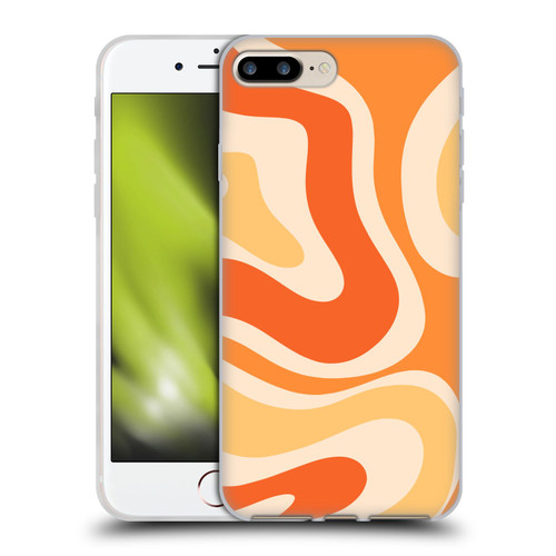 Kierkegaard Design Studio Retro Abstract Patterns Modern Orange Tangerine Swirl Soft Gel Case for Apple iPhone 7 Plus / iPhone 8 Plus