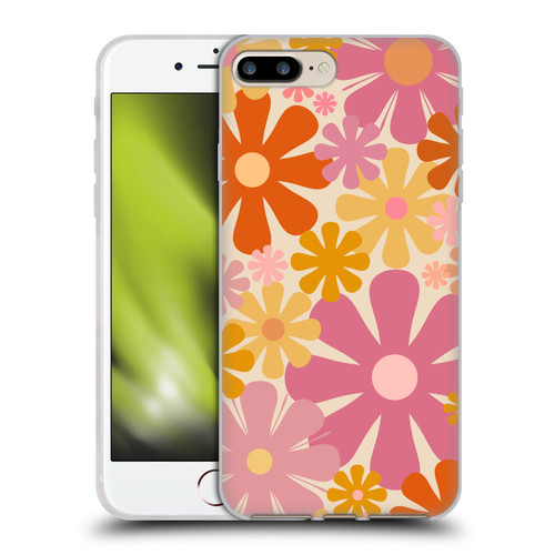 Kierkegaard Design Studio Retro Abstract Patterns Pink Orange Thulian Flowers Soft Gel Case for Apple iPhone 7 Plus / iPhone 8 Plus