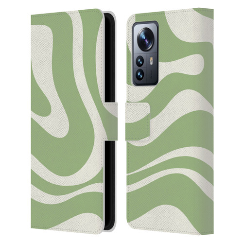 Kierkegaard Design Studio Art Modern Liquid Swirl in Sage Leather Book Wallet Case Cover For Xiaomi 12 Pro