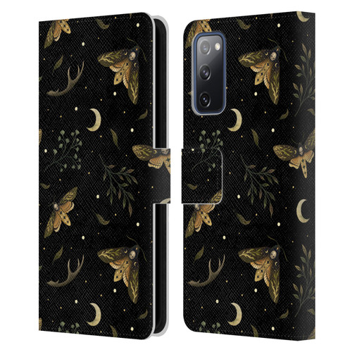 Episodic Drawing Pattern Death Head Moth Leather Book Wallet Case Cover For Samsung Galaxy S20 FE / 5G