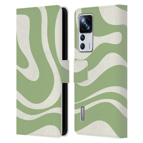 Kierkegaard Design Studio Art Modern Liquid Swirl in Sage Leather Book Wallet Case Cover For Xiaomi 12T Pro